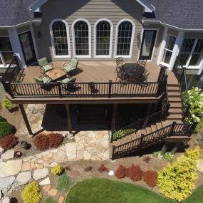 Custom upper level composite deck and railings