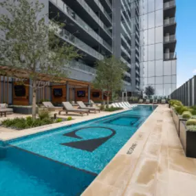 Pool surrounded by the city’s largest indoor-outdoor deck