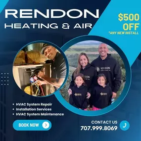 Rendon Heating & Air offers top-notch residential and commercial HVAC services in Vacaville, CA. Click here for a free estimate.