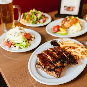 Ribs, wine, ber, dinner