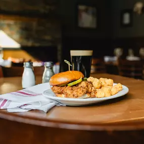 Chicken Sandwich, beer, lunch, dinner