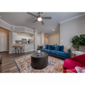 Living room with Faux Wood Flooring