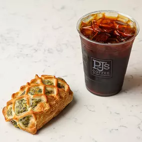 Spinach & Feta Croissant with Cold Brew Coffee