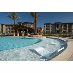 Seating area in the resort style pool