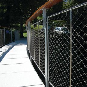 Stainless steel cable mesh railing infill by Carl Stahl DecorCable.
