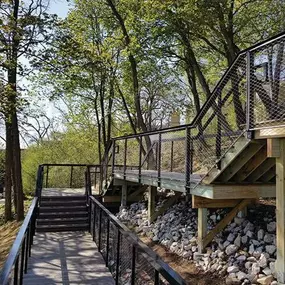 Stainless steel cable mesh hand railing infill at public park by Carl Stahl DecorCable.