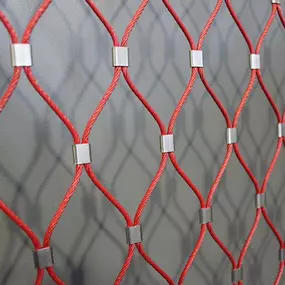 Stainless steel cable mesh in red for residential, commercial and industrial applications by Carl Stahl DecorCable.