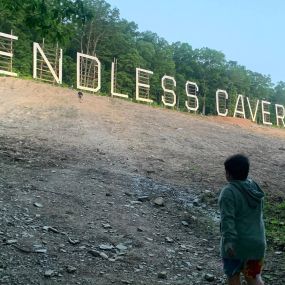 Iconic sign at Endless Caverns RV Resort in New Market, Virginia