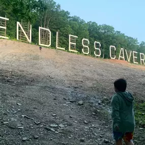 Iconic sign at Endless Caverns RV Resort in New Market, Virginia