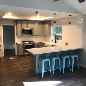 Great new color to these old kitchen cabinets