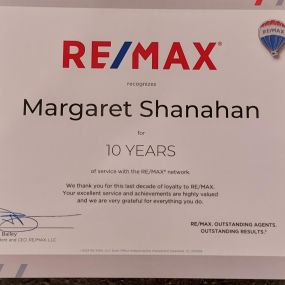 Celebrating my 10 year anniversary with RE/MAX!
