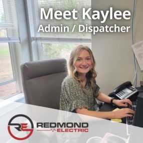 Kaylee, the diligent admin and dispatcher at Redmond Electric, captured in her workspace. Her dedication ensures smooth operations and timely services for the clients.