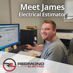 A professional portrait of James, the skilled electrical estimator at Redmond Electric. James showcases confidence and expertise, ready to provide detailed estimations for electrical projects.