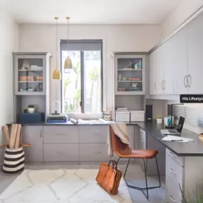 A home office with custom cabinetry