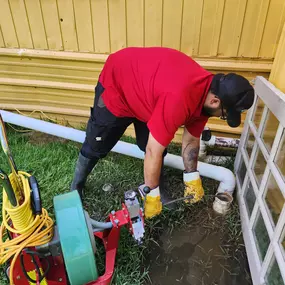 Snaking a mainline cleanout