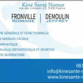 Kiné Santé Namur carte de visite