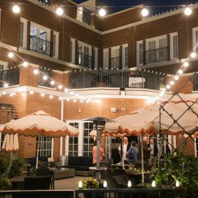 Patio of Kingswood Restaurant in Oxford, Mississippi at night