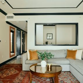 Living area in the king suite with terrace at The Oliver Hotel of Oxford