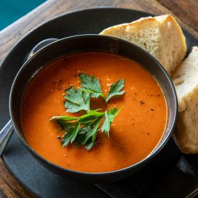 Tomato & basil soup, sourdough