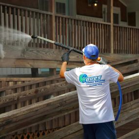 Waves Power Washing performing a deck cleaning in Sneads Ferry, NC.
