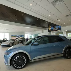 Hyundai Ioniq inside Hyundai of Newport showroom