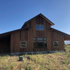 Completed guest house/ barn/ shop with cedar siding