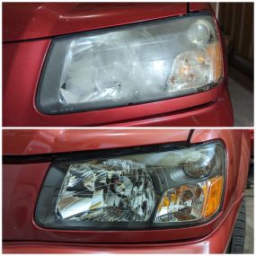 Crazy headlight restoration on this 2005 Subaru Forester. Look at the difference!