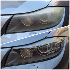 Headlight restoration on this 2010 BMW 335d. Ready to get back on the road with 20/20 vision!