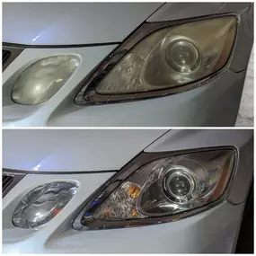 Headlight restoration completed on this 2007 Lexus GS 350