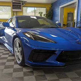 Partial front end clear bra package on this 2023 Chevrolet Corvette. We did this at the customer's home location!