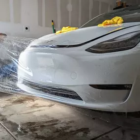 We did this full front end clear bra wrap on this 2023 Tesla Model Y at the customer's home!