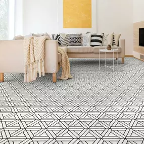 Geometric wall to wall carpeting