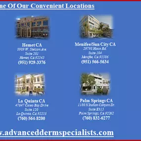 Advanced Dermatology & Skin Cancer Specialists - ALL SOCAL LOCATIONS