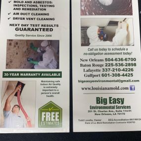 Offering testing for mold and asbestos!