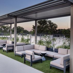 Rooftop cabanas with spacious seating.