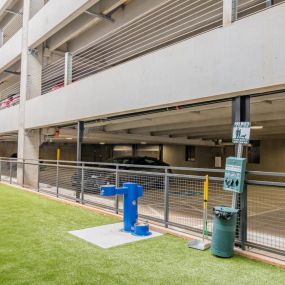 Enclosed dog park and covered garage parking.