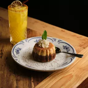 Spicy Mango Margarita and Pumpkin Spice Flan Chocolate Cake. Limited Time Specials