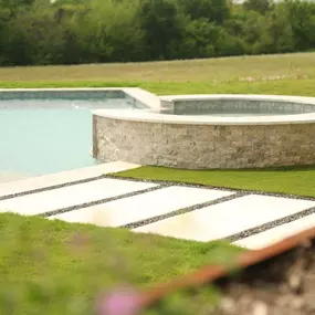 Set in the rolling hills of Texas this is one of our favorite projects. When designing this landscape the client's goal was to bridge the gap between nature and modern architecture. So we opted for a mix of simple shapes and rich materials that created a soulful integration of architectural shapes into the soft almost serene natural landscape. We used a plant palette that primarily consists of the client's favorite Texas native plants- mass planting the architectural beds helps bring a softness 