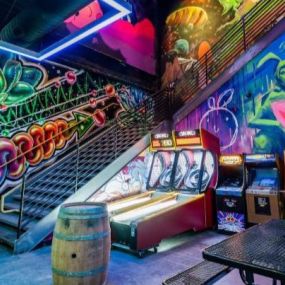 Asylum Bar + Arcade has all the pinball, skeeball, and hoops you can ask for!