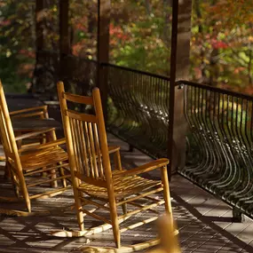 Pasadena Villa Smoky Mountain Lodge: Exterior photo of the therapeutic patio area in our residential psychiatric treatment center.