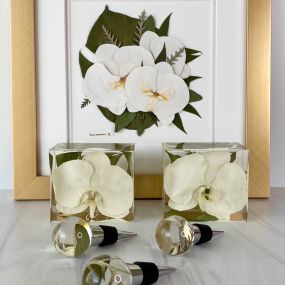 Floral Block, Bottle Stopper, And Pressed Piece Set