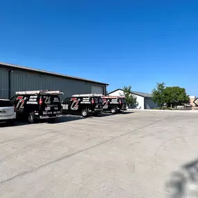 72 Degrees Heating, Cooling, Plumbing & Electrical work vans outside