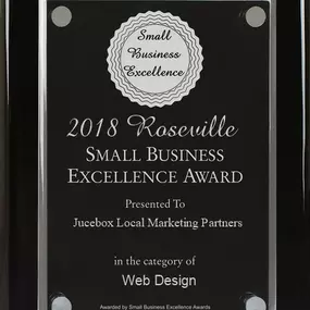 Jucebox Local Marketing Partners Web Design Business Excellence Award