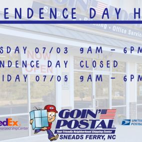 Hey all. We will be closed on Independence Day as we will be celebrating our nation’s birthday and celebrating freedom! We hope you are doing the same. God bless and see you soon!