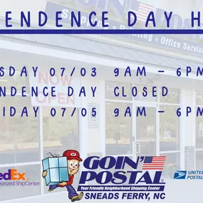 Hey all. We will be closed on Independence Day as we will be celebrating our nation’s birthday and celebrating freedom! We hope you are doing the same. God bless and see you soon!