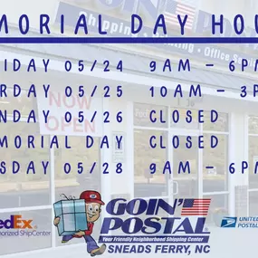 Enjoy your Holiday weekend Sneads Ferry. Spend time with your family and remember the fallen who sacrificed themselves for our great nation.