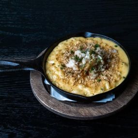 Mac and Cheese with sausage or dungeness crab