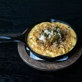 Mac and Cheese with sausage or dungeness crab