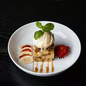 Banana Bread Pudding with Vanilla Gelato