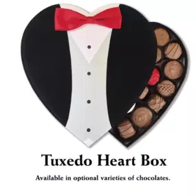 A sophisticated 24-piece chocolate box from Florence's Exquisite Chocolates in Rexburg, ID, designed for an elegant Valentine’s Day gift. The 